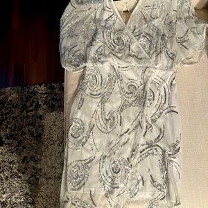 Aidan Mattox beaded dolman sleeve dress